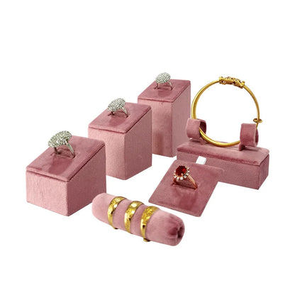 Pink Holland Velvet Ring Holder Ring Earrings Bangle Bracelet Storage Rack Jewelry Storage Display Stand Organizer for store