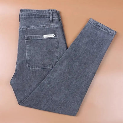 New Casual Spring Autumn Slim Pencil Jeans for Men Light Grey Korean Luxury Clothing Brand Clothes New Jeans Kpop Trousers