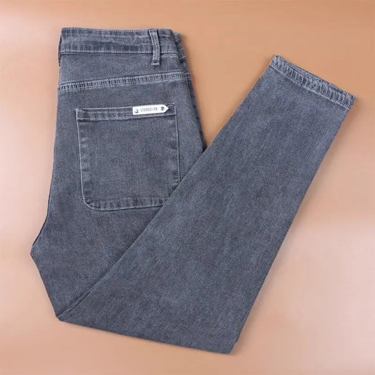 New Casual Spring Autumn Slim Pencil Jeans for Men Light Grey Korean Luxury Clothing Brand Clothes New Jeans Kpop Trousers