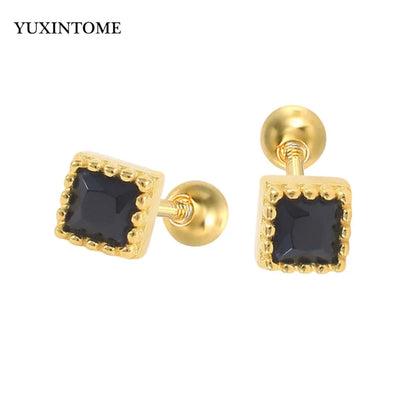 YUXINTOME Small 925 Sterling Silver Ear Needle C-Shaped Cartilage Piercing Stud Earrings For Women cartilage perforation Jewelry