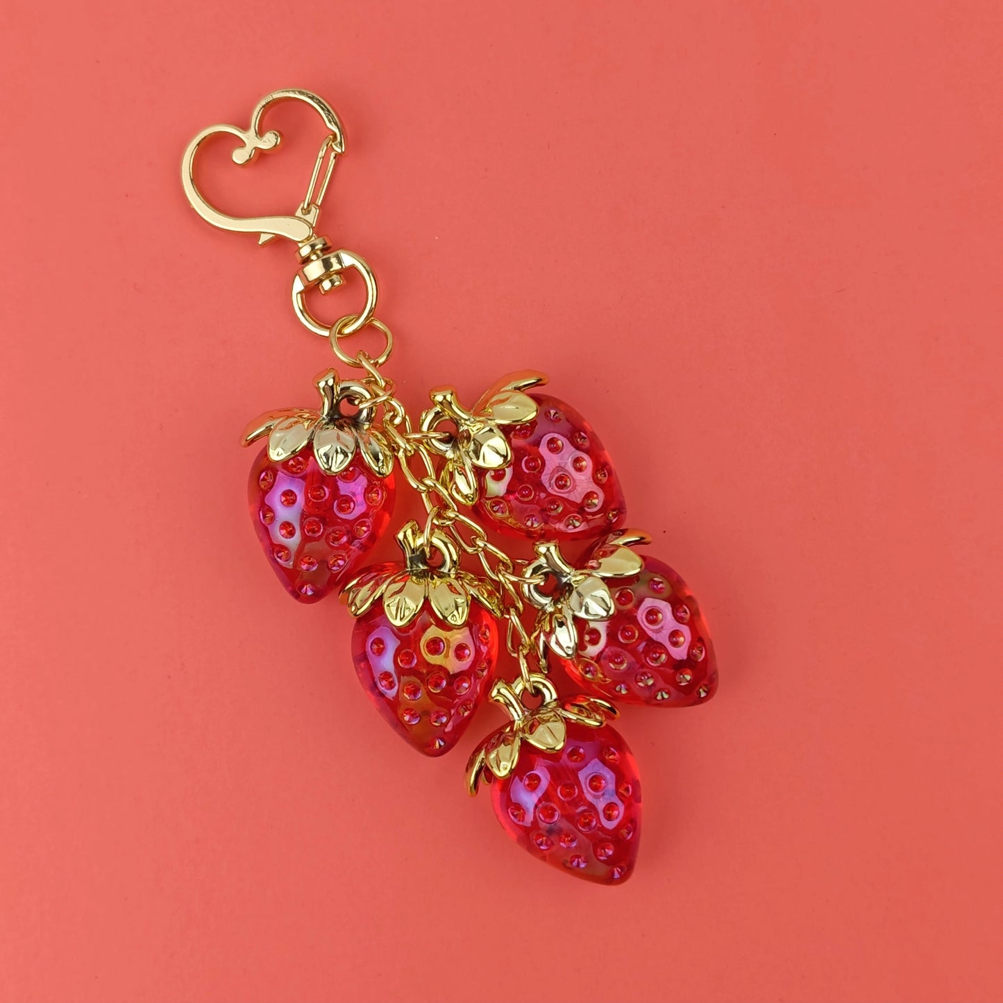 Pink Cherry Bag Charm Strawberry Pendants For Bags Fashionable Women\'s Keychain Accessories Gift