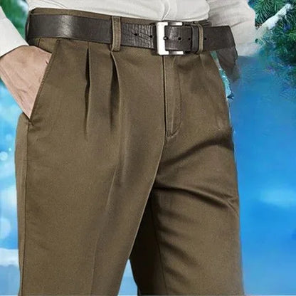 Men's Autumn Thick Cotton Classic Solid Color Casual Pants Bland High Waist Trousers Business Office Pants Clothing A240