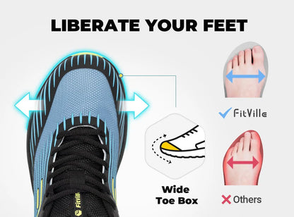 FitVille Trail Running Shoes Men's Sneakers Extra Wide Non-Slip Lightweight for Swollen Feet Arch Support Pain Relief