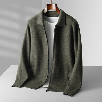 6-color autumn and winter new 2025 men's 100% wool  cardigan sweater casual knitted lapel men's business sweater Solid color