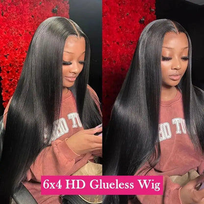 Glueless Wigs Human Hair Bone Straight Lace Wigs Pre-Cut 5x5 Lace Closure Remy Human Hair Ready To Wear For Women Pre Plucked