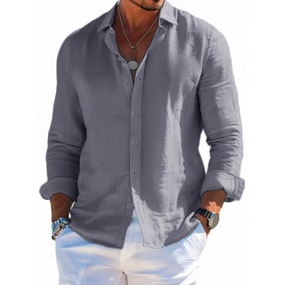 Men Beach Style Shirts Cotton Linen Casual Button Tops Lightweight Breathable Lapel Collar Vacation Hawaii Stylish Shirts