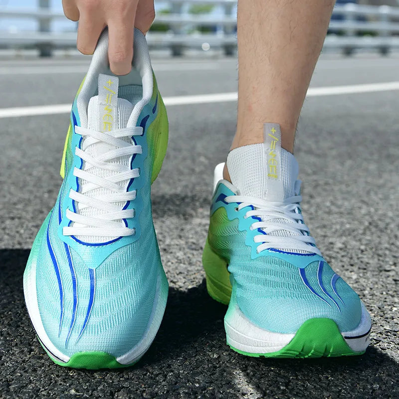 Carbon Plate Couple's Running Shoes Shock-Absorbing Rebound Ultra-Light Sports Shoes for Men and Women Summer Mesh Breathable Po