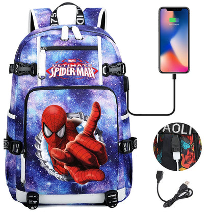 Superhero Spiderman School Backpack Travel Bags Large Waterproof Multifunction USB Charging Backpacks Travel Sport Duffel Bag