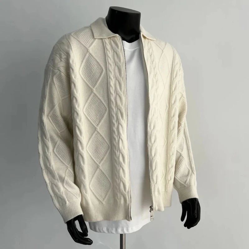 Retro Contrast Color Splicing Cardigan Couple Sweater Street Casual Loose Sports Y2K Top American Trendy Jacket Knitted Sweater