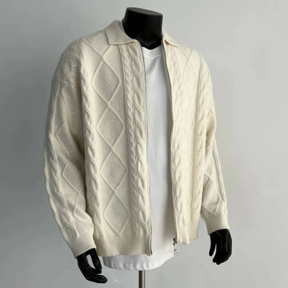 Retro Contrast Color Splicing Cardigan Couple Sweater Street Casual Loose Sports Y2K Top American Trendy Jacket Knitted Sweater