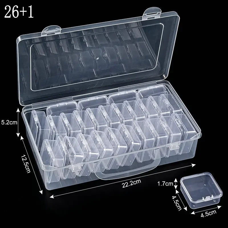Small Bead Organizer Cases Plastic Organizer Box Mini Clear Bead Storage Container Box with Hinged Lid for DIY Jewelry Supply