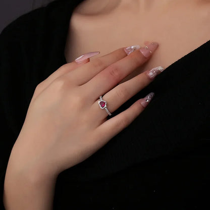 Hot selling 925 sterling silver sparkling red heart series set, light luxury jewelry set, DIY charming jewelry, birthday gift