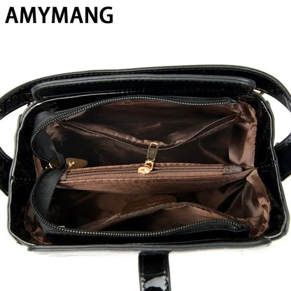 Women Patent Leather Handbag High Quality lnterior Slot Pocket Leather Bucket Bag Female Shoulder Bag Luxury Brand Crossbody Bag