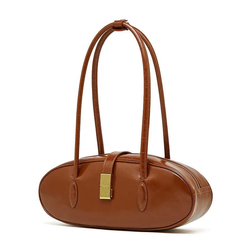 YANATARI underarm cowhide Genuine leather handbags women vintage shoulder bag female luxury bag high quality long bag