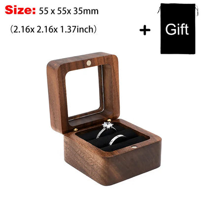 Square Double Ring Box Free Custom Engraved Wooden Ring Box for Wedding Ceremony Proposal or Engagement Ring Box Anniversar Gift