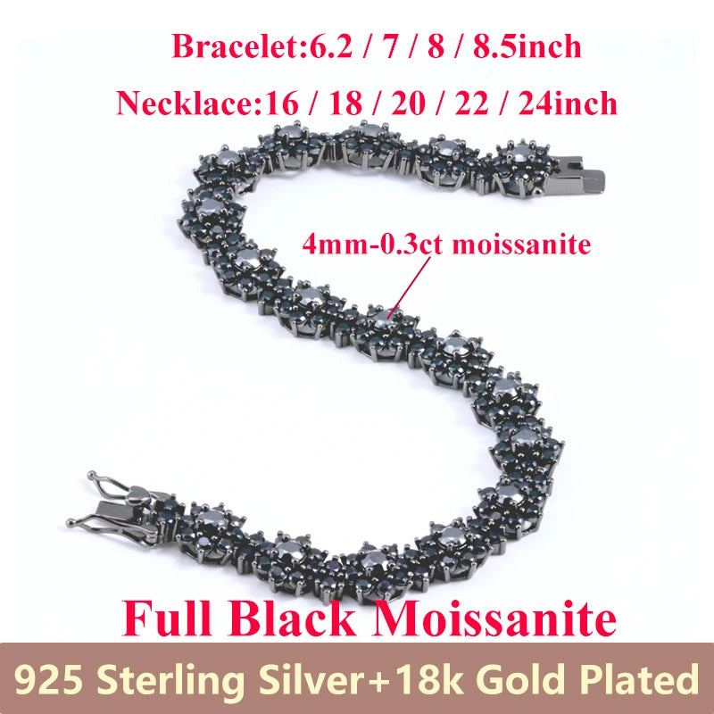 D VVS1 Moissanite Diamonds Bracelet Necklace For Women 925 Sterling Silver Jewelry Plated 18k Gold For Engagement Wedding Gift