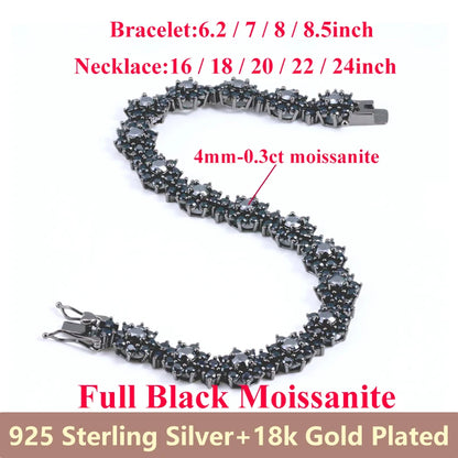 D VVS1 Moissanite Diamonds Bracelet Necklace For Women 925 Sterling Silver Jewelry Plated 18k Gold For Engagement Wedding Gift