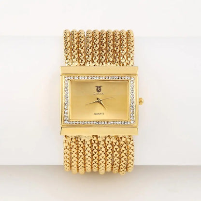 Beads Alloy Women Fashion Multi-layer Analog Quartz Band Bracelet Wrist Watch