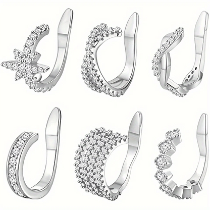 1Pc Hypoallergenic Huggie Earring Cuff for Women Men, Sparkling Cubic Zerconia Fake Carilage Clip On Ear No Piercing Jewelry