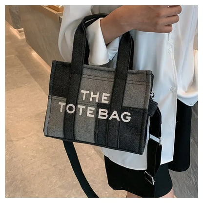 Fashion Patchwork Denim Tote Bag Designer Letters Women Handbags Luxury Shoulder Crossbody Bags Casaul Big Shopper Purses 2023