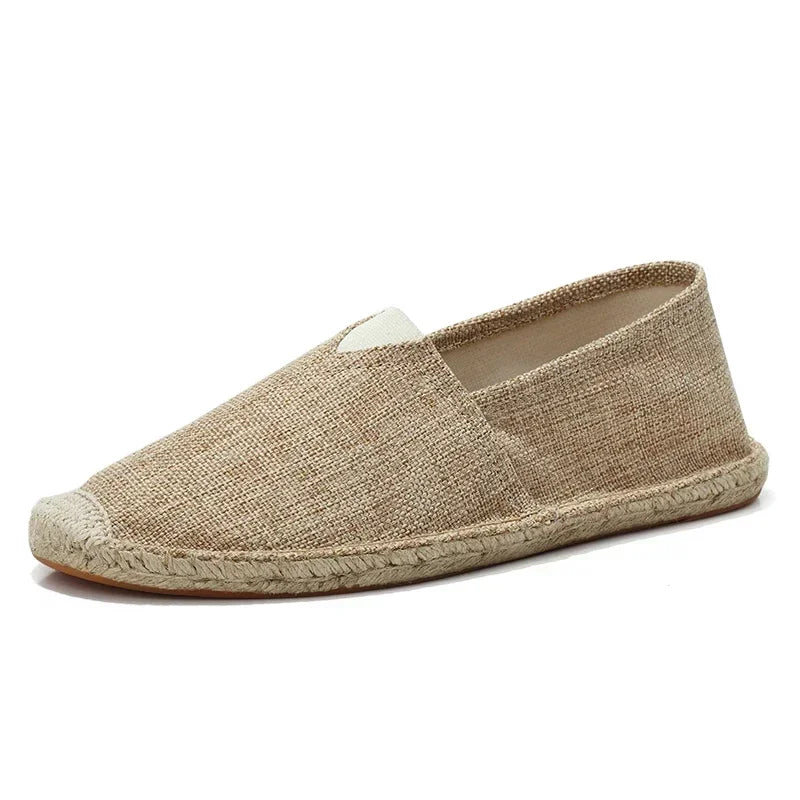 Canvas Flat Shoes Women Sewing Flax Shoes Slip on Loafers Casual Shoes Man Espadrilles Hemp Plus Size Fisherman Driving Footwear