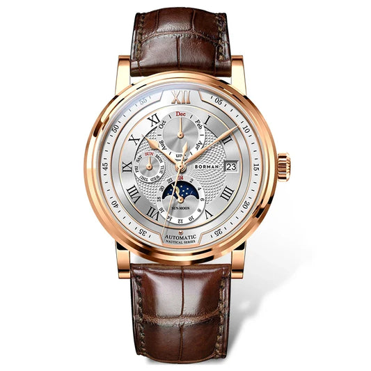 BORMAN BM3868  New 40mm  Luxury Men Automatic Mechanical Men's Watches Sapphire Multi-function Waterproof Moon Phase Clocks