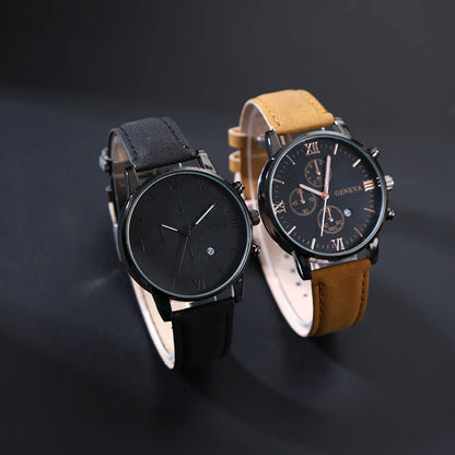 Men Watch 5pcs/sets, Fashion Men Casual Quartz Watches Analog Alloys Strap & PU Leather Combination Matching Wristwatch Sets.