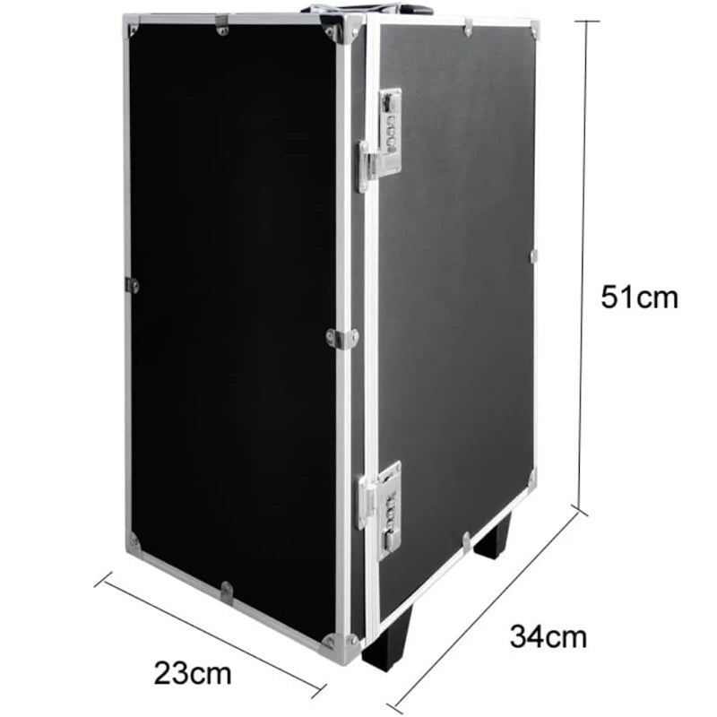 Black Rolling Jewelry Trolley Case with 10 Different Styles of Drawer Trays,  for Travel and Vendor Display Jewelry Set Props