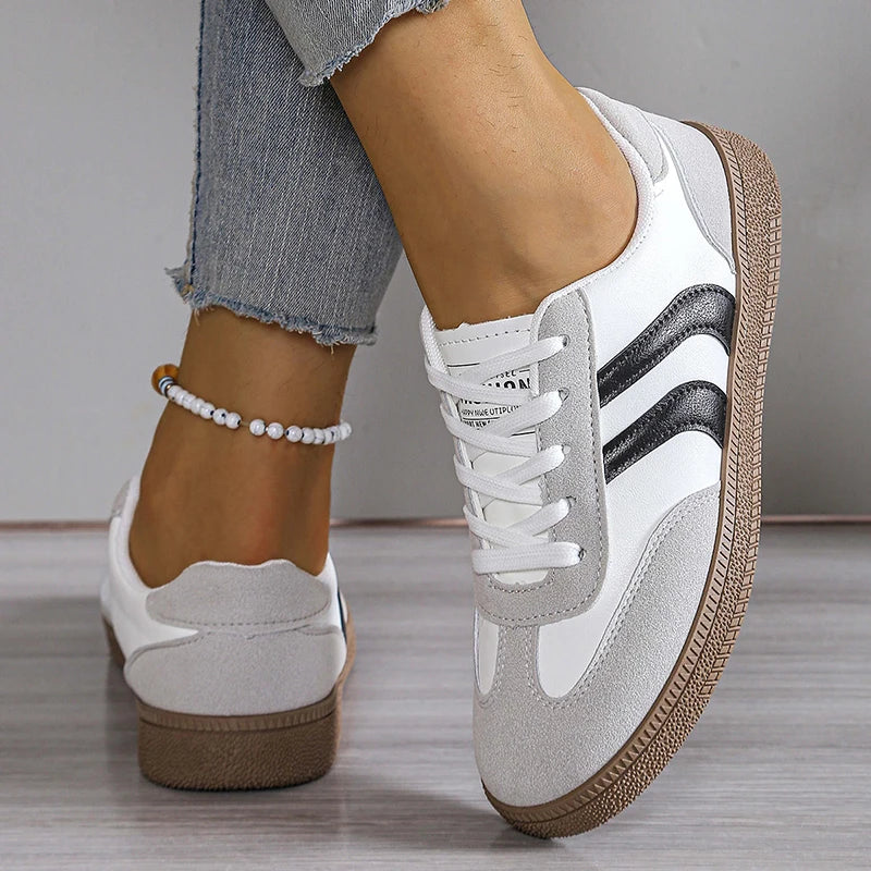Spring Autumn Platform Sneakers Women Fashion Mixed Colors Lace-Up Sport Shoes Woman Comfortable Non Slip Flat Trainers Female