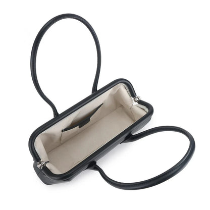 Modern Fashion Magnetic Attraction Clip Bowling Tote Light Yellow Cow Leather Women Handbag Long Handle Armpit Shoulder Bag