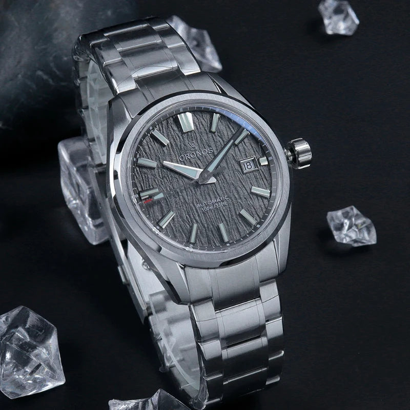 Cronos GS New 39mm Texture Luxury Men Business Dress Watches SW200 Automatic Mechanical Waterproof 100m  Female End Links L6037M