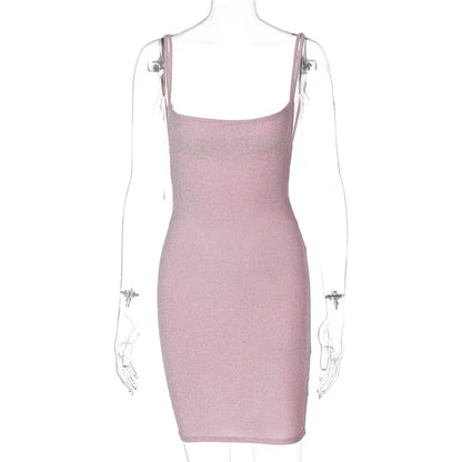 Bling Glitter Sequin Women Strap Mini Dress Ruched Lace Up Backless Bodycon Sexy Party Club Elegant Prom Y2K Clothes
