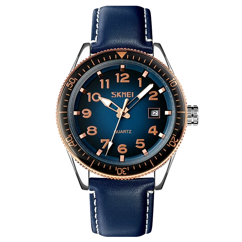 SKMEI 9232 Luxury Simple Sport Waterproof Men Business Mens Quartz Watches Leather Dial Wristwatches Calendar Clock Reloj Hombre