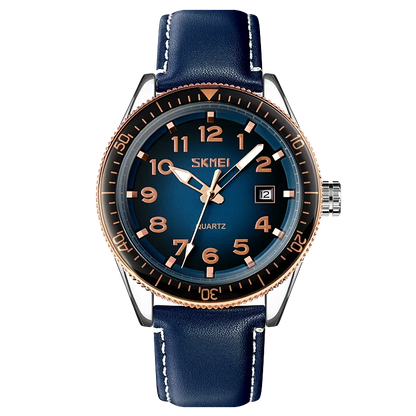 SKMEI 9232 Luxury Simple Sport Waterproof Men Business Mens Quartz Watches Leather Dial Wristwatches Calendar Clock Reloj Hombre