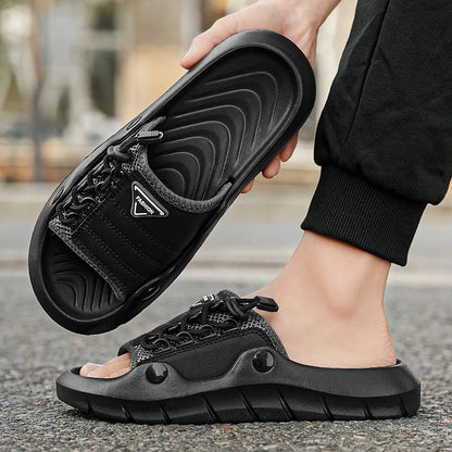 2025 New Men's Sandals Fashion Designer Soft Men's Slippers Outdoor Breathable Beach Shoes Anti-slip Comfortable Men Flip Flops