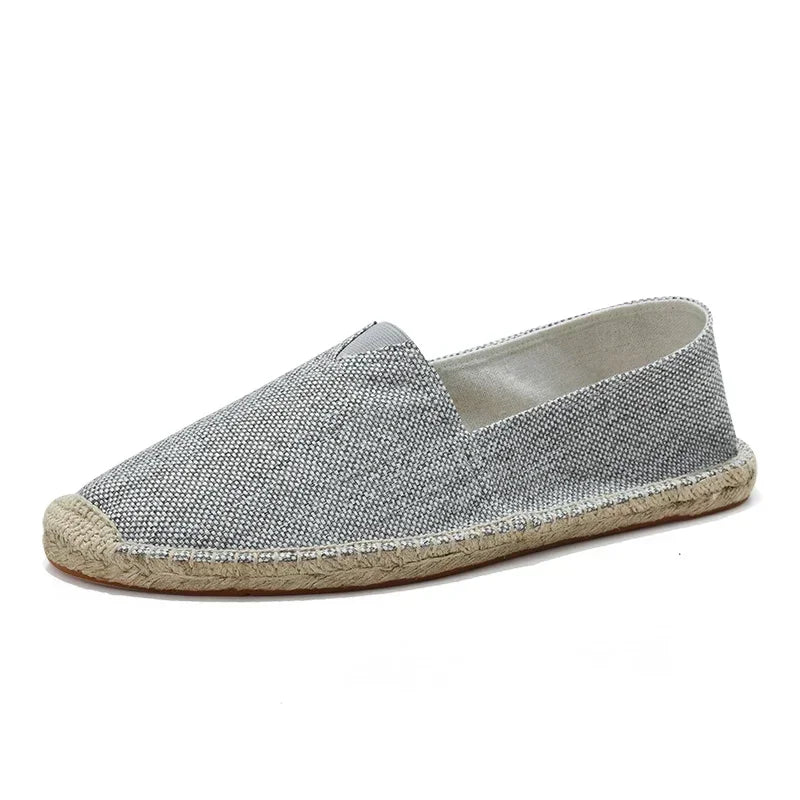 Canvas Flat Shoes Women Sewing Flax Shoes Slip on Loafers Casual Shoes Man Espadrilles Hemp Plus Size Fisherman Driving Footwear