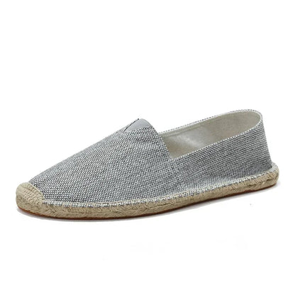 Canvas Flat Shoes Women Sewing Flax Shoes Slip on Loafers Casual Shoes Man Espadrilles Hemp Plus Size Fisherman Driving Footwear