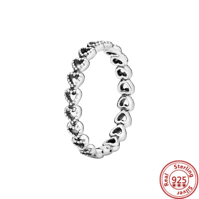 NEW 925 Sterling Silver Rings Sparkling Original Design Women Heart Daisy Flower Wishbone Ring Jewelry Engagement Female Gift