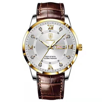 POEDAGAR Luxury Business Man Wristwatch Waterproof Luminous Leather Men's Quartz Watch High Quality Fashion Watches For Men Gift