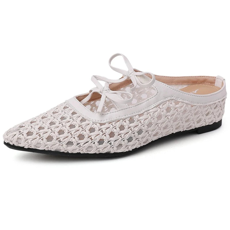 Summer Hollow Out Women Mules Slippers Elegant Butterfly-knot Slides Ladies Outdoor Street Style Sandalias