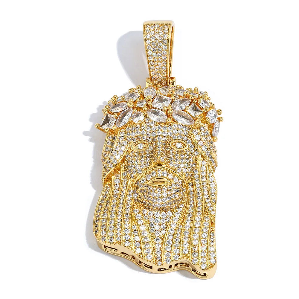 Hip Hop Iced out Jesus Pendant Necklace Customizable Bling Bling Diamond Christian Religious Jesus Pendant Jewelry Gift
