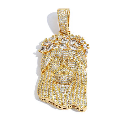 Hip Hop Iced out Jesus Pendant Necklace Customizable Bling Bling Diamond Christian Religious Jesus Pendant Jewelry Gift