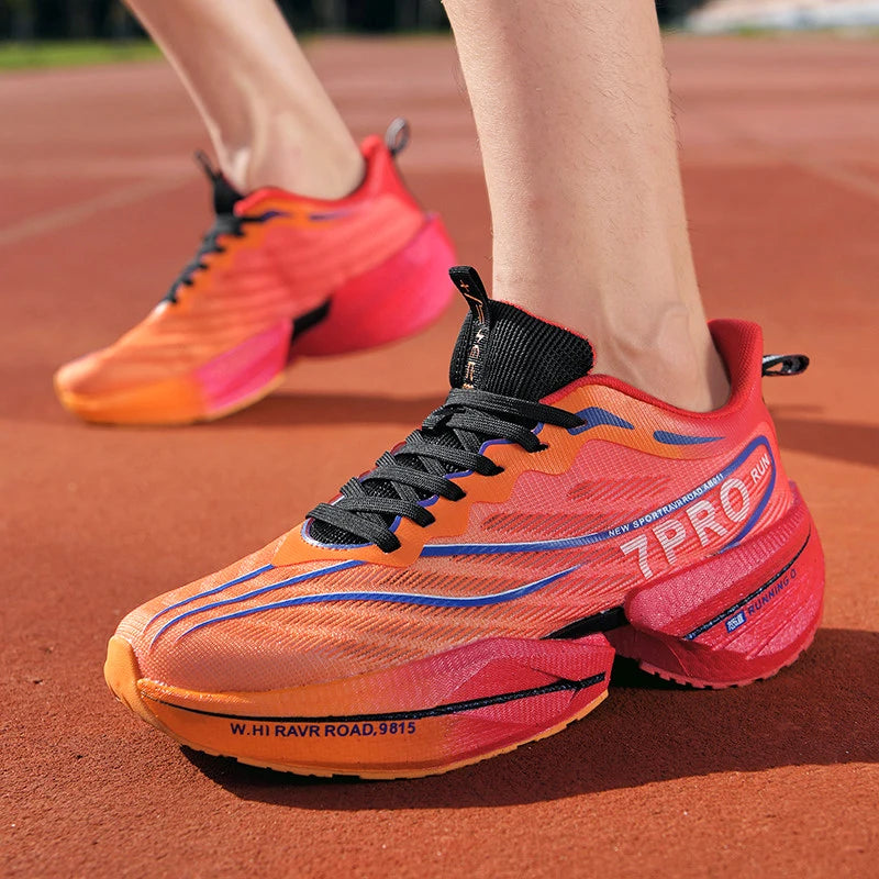 Carbon Plate Couple's Running Shoes Shock-Absorbing Rebound Ultra-Light Sports Shoes for Men and Women Summer Mesh Breathable Po