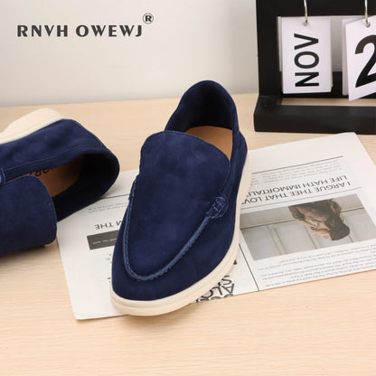 Suede Leather Men's Loafers Spring and Autumn Casual Soft Sole Shoes High Quality Cashmere Fashion Trends Flat Shoes