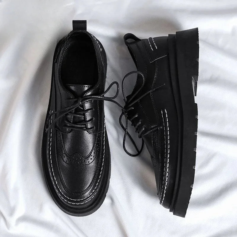 Man Casual Shoe Round Toe Leather Shoes For Men Brogue Luxury Sale Adults Fashion 2024 Elegant Cheap Clearance Korean Style Pu