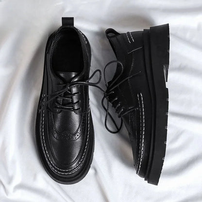 Man Casual Shoe Round Toe Leather Shoes For Men Brogue Luxury Sale Adults Fashion 2024 Elegant Cheap Clearance Korean Style Pu