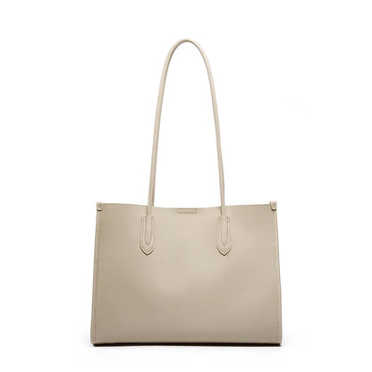 Split Leather Lady Classic Tote Bag Large Capacity Female Commute Shopping Shoulder Bags Simple Solid Color Women Handbags New