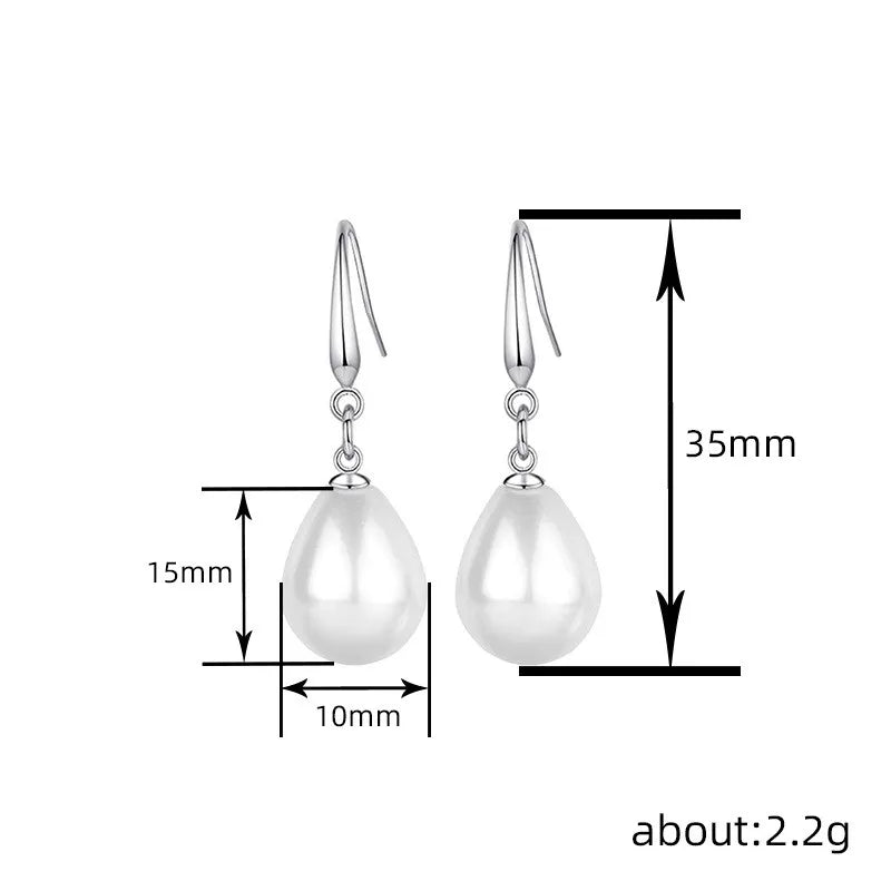 925 Sterling Silver Pearl Drop Earrings for Women Elegant Temperament Wedding Engagement Jewelry Chic Piercing Accessories