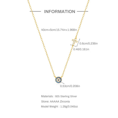 CANNER S925 Sterling Silver Round Zircon Devil's Eye Pendant Multilayer Necklaces Chain For Women Necklace Jewelry Gift Collares