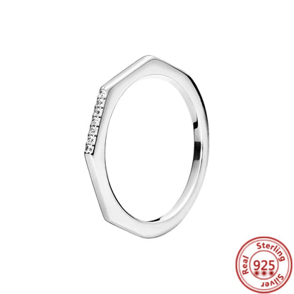 NEW 925 Sterling Silver Rings Sparkling Original Design Women Heart Daisy Flower Wishbone Ring Jewelry Engagement Female Gift